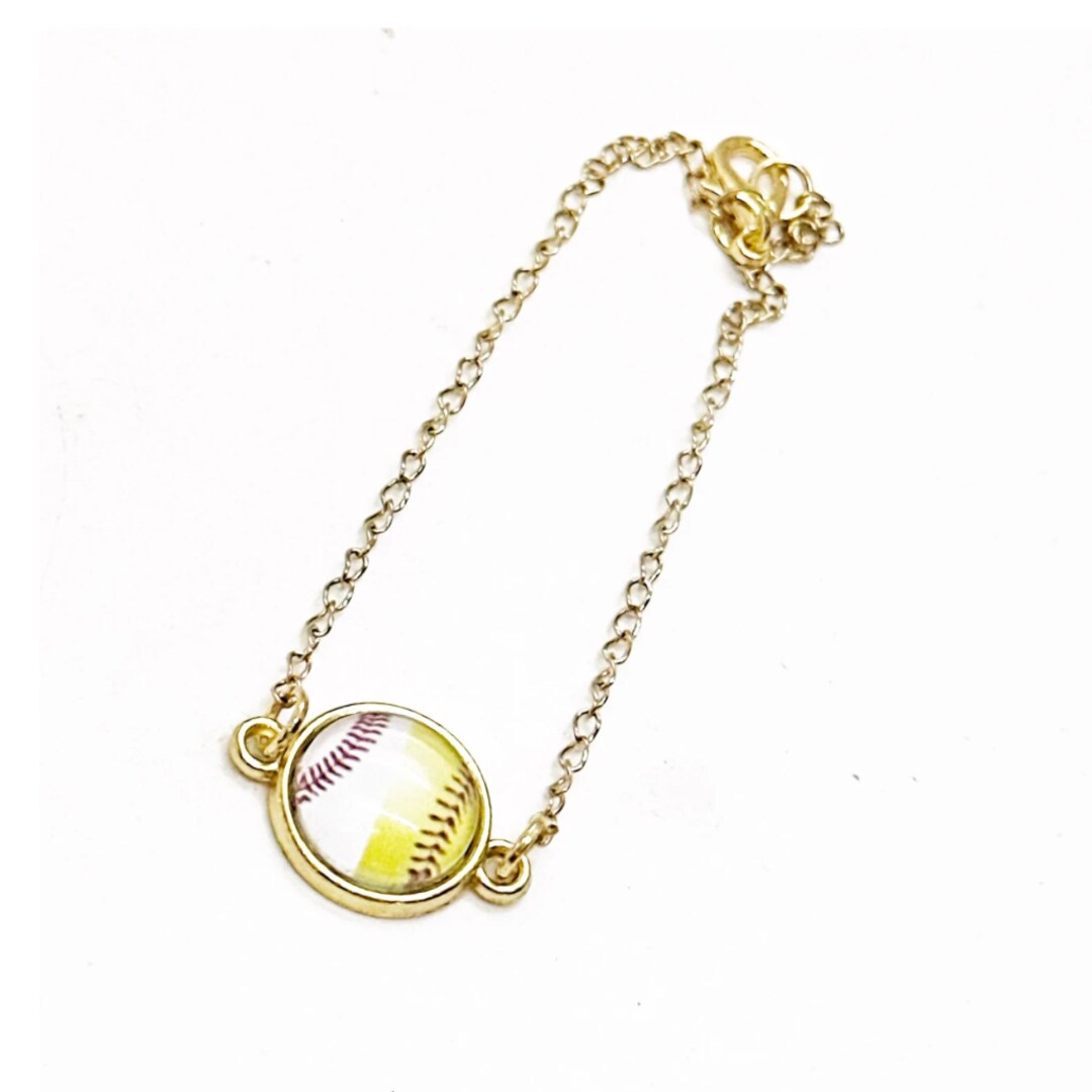 Split Baseball And Softball Connector Charm Bracelet, Baseball And Softball Player Mom Gift For Her, Sport Mom, Wife Gift, Mama Gift, Coach